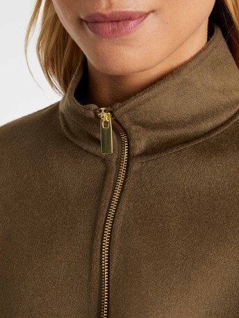 Manteau court en laine et cachemire - Kaki