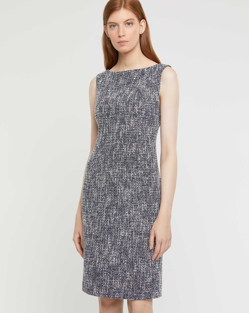 Tweed straight-cut fitted dress