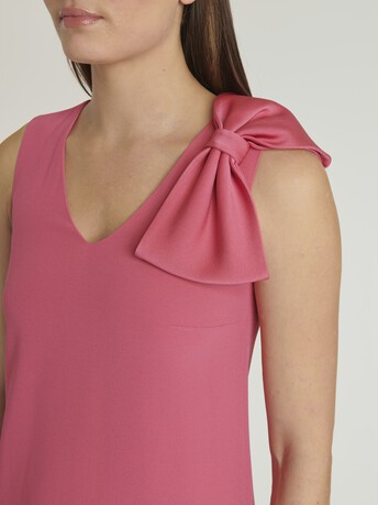 Robe longue en crêpe envers satin - Pink