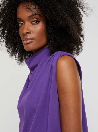 Haut drapé en jersey de coton flammé - Cassis