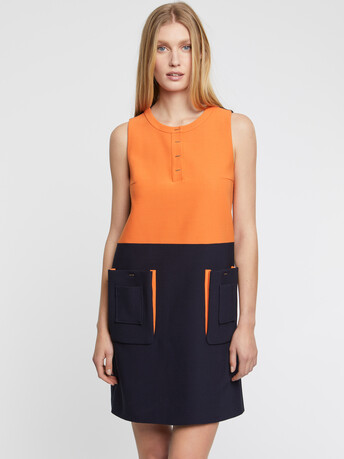 Robe trapèze à poches - Marine /mandarine
