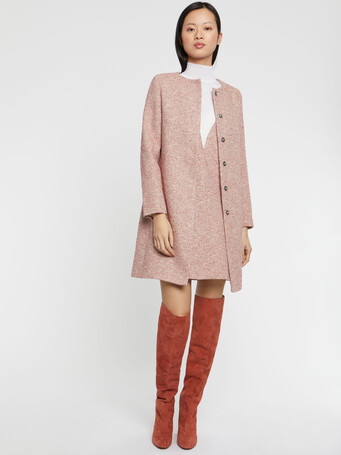 Manteau droit en tweed moucheté - multicolore