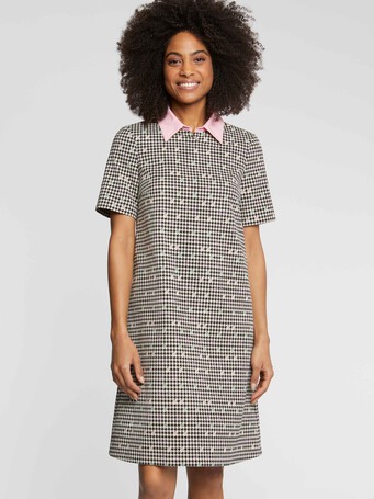 Dress with houndstooth collar - Multicolore