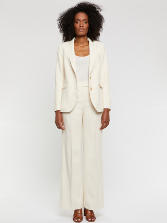 Fitted viscose-canvas suit jacket - Ivory