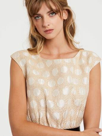 Robe en jacquard cannage à pois - Nougat