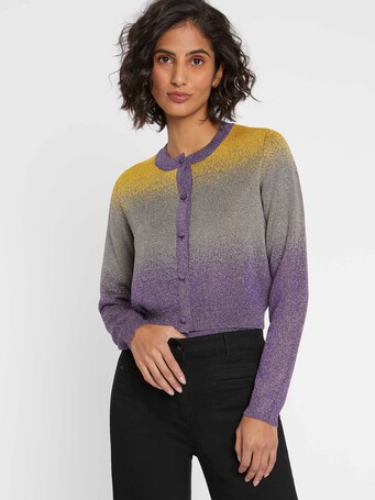 Cardigan en maille lurex - Ocre/ carbone