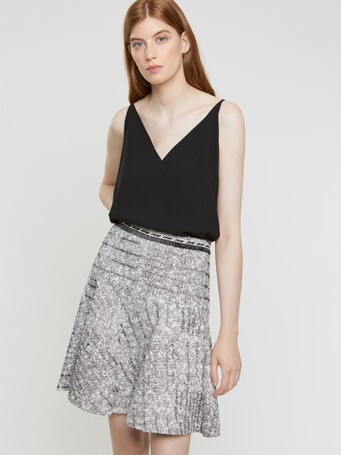 Black, white and silver tweed skirt - Noir / blanc