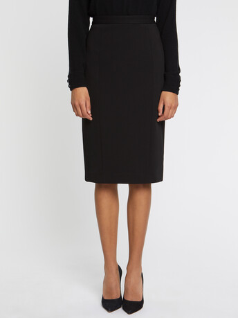 Jupe crayon longueur midi en maille - Noir
