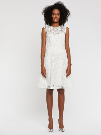 Robe sans manches en dentelle - Blanc casse