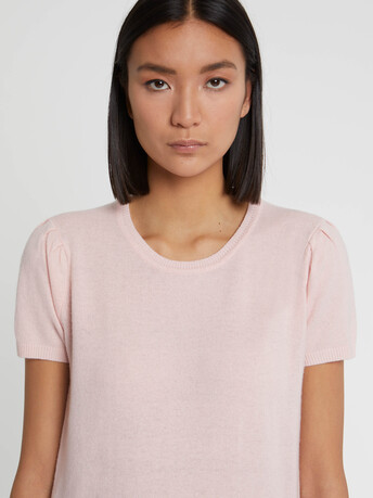 Pull manches courtes en cachemire - Poudre