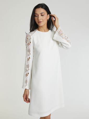 Robe en crêpe envers satin - Blanc casse