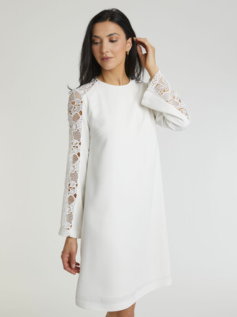 Robe en crêpe envers satin - Blanc casse