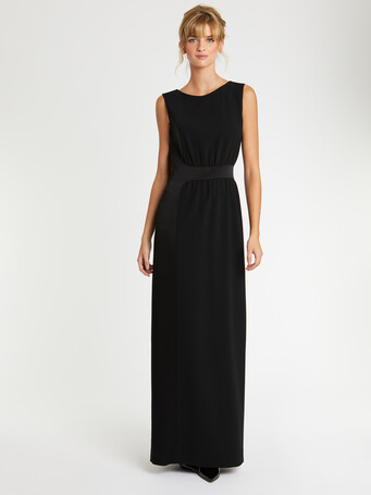 Robe longue de cérémonie en crêpe de satin - Noir