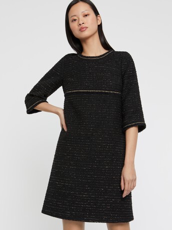 Robe courte en tweed lurex - Noir