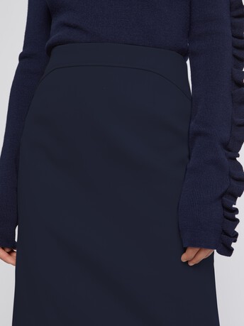 Jupe droite en tricotine stretch - Marine