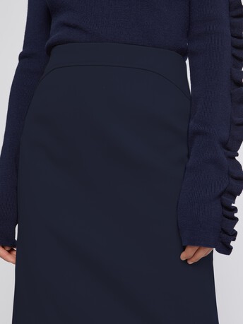 Straight-cut stretch-tricotine skirt - Navy blue