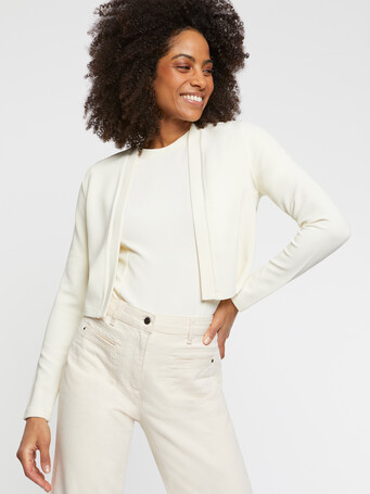 Cardigan boléro en jersey Ottoman - Blanc casse