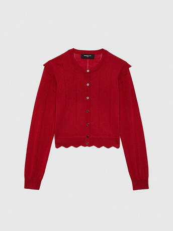 Wool and lurex cropped cardigan - Hibiscus