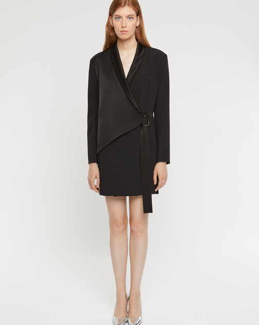 Robe tailleur cache-cœur en crêpe envers satin