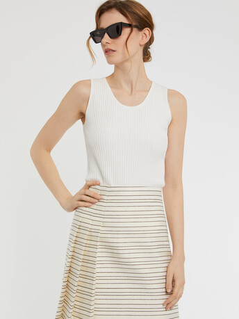 Ribbed-cotton tank top - Off white