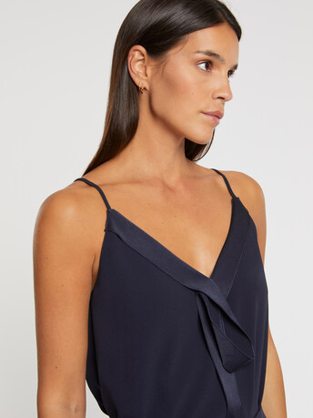 Satin-back crepe camisole - Navy blue