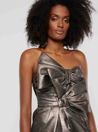 Robe courte bustier de cérémonie en lamé - Or