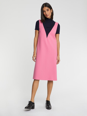 Robe courte trapèze en trompe l'œil - Bubble gum/marine