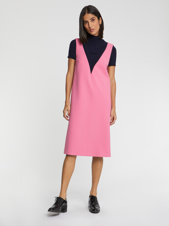 Robe courte trapèze en trompe l'œil - Bubble gum/marine