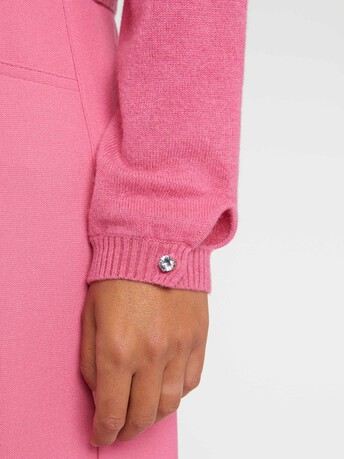 Cardigan à bouton bijou en cachemire - Bubble gum