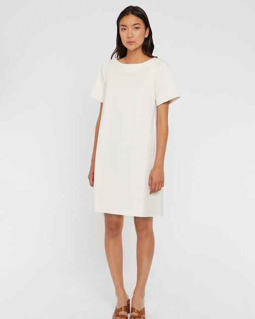 Mini straight-cut cotton-satin dress