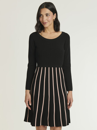 KNITTED DRESS - Black / pale pink