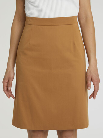 Jupe courte en satin de coton stretch - Noisette