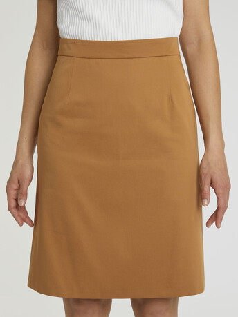 Jupe courte en satin de coton stretch - Noisette