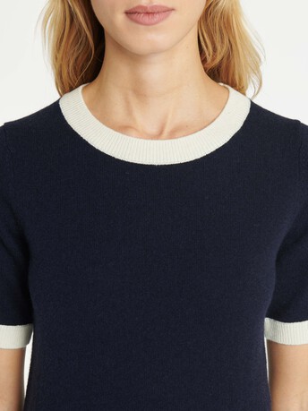 KNITTED SWEATER - Marine / blanc casse