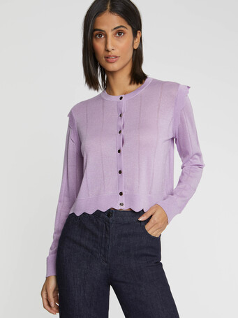 Cardigan court à festons en laine et lurex - Parme