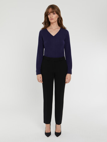 Pull col V en cachemire - Marine
