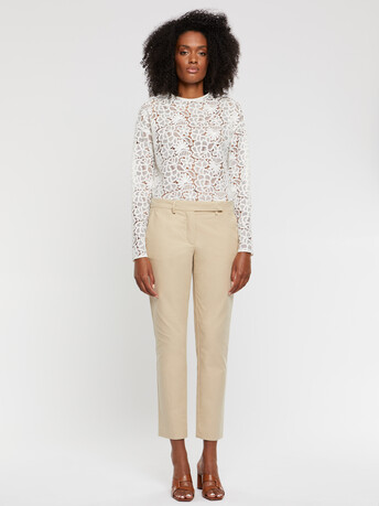 Pantalon cigarette en gabardine de coton - Sable