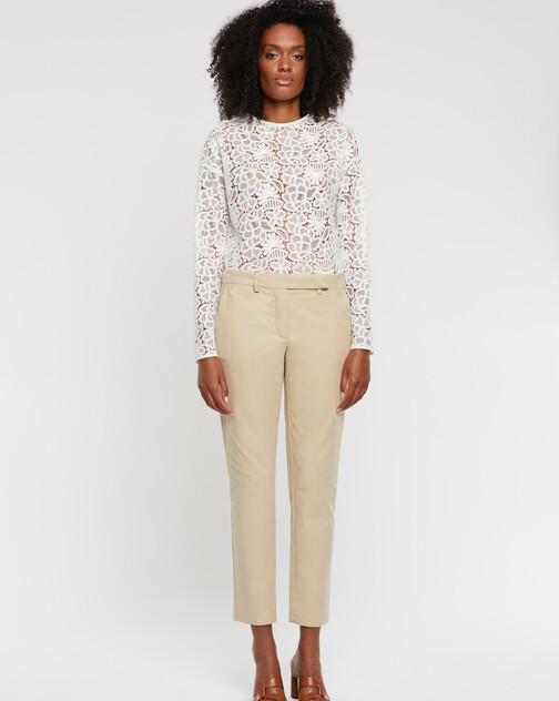 Pantalon cigarette en gabardine de coton