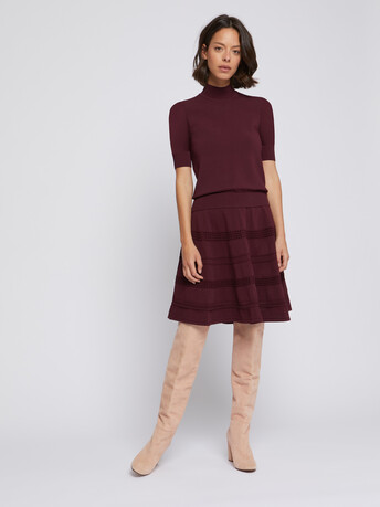 Jupe patineuse en maille viscose - Bourgogne