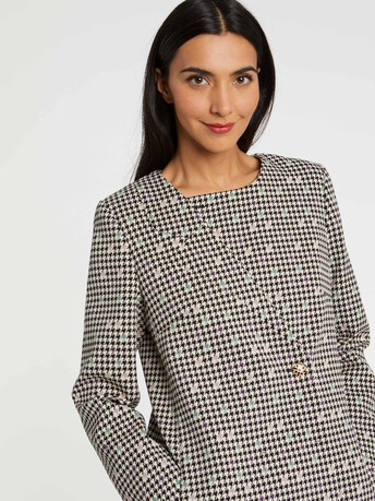 Manteau croisé en jacquard pied-de-coq - multicolore