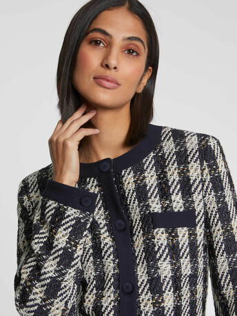 Cropped houndstooth jacket - Noir / blanc casse