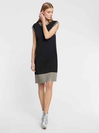 Lurex- and Milano-knit shift dress - Noir