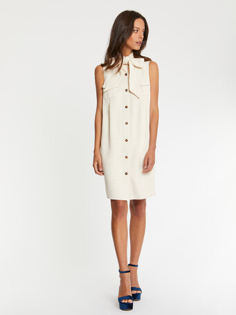 Robe courte sans manches en viscose - Ivoire