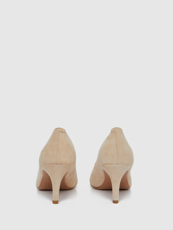 Escarpin à petit talon en cuir velours - Coquille
