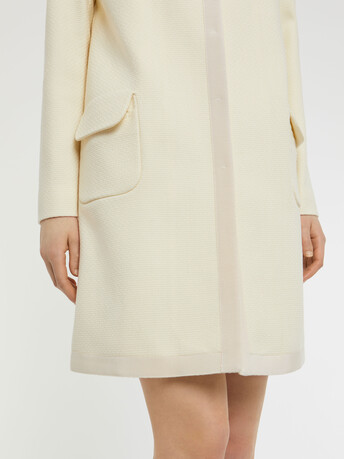 Trimmed-wool mid-length coat - Off white