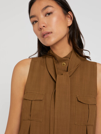 Robe courte sans manches en viscose - Havane