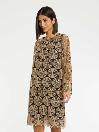 Robe en tulle brodé - Noir / gold
