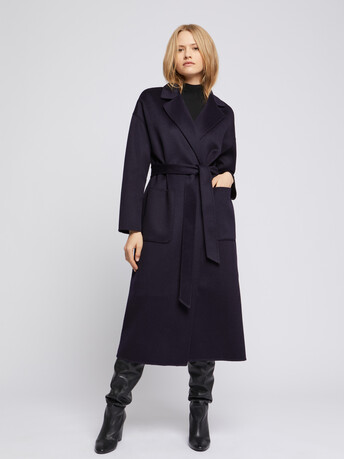 Manteau peignoir en laine et cachemire - Marine