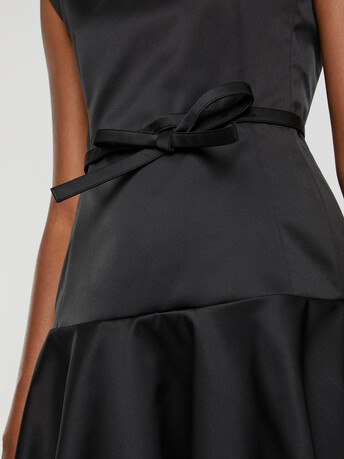 Short duchess-satin dress with bow - Noir