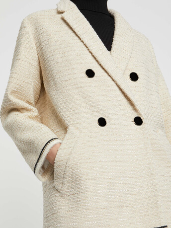 Manteau bijou en tweed - Ecru